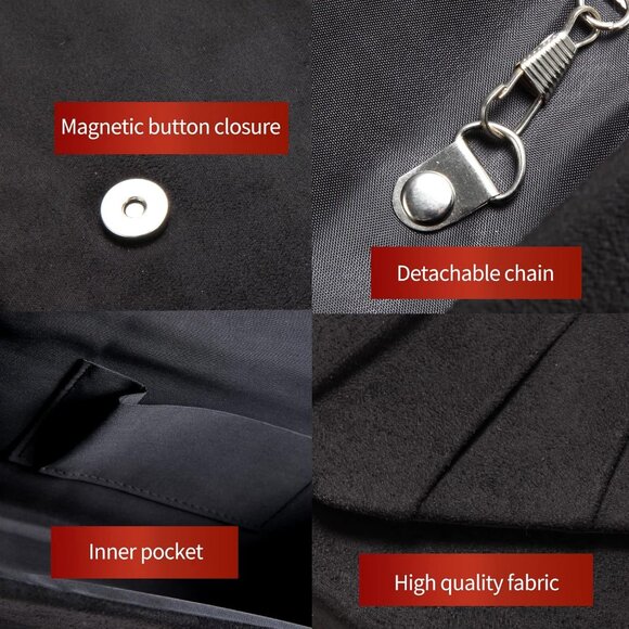 Clutch Purse Evening Bag for Women Evening Wedding Party Velvet Suede Pleated Ha - Picture 6 of 6